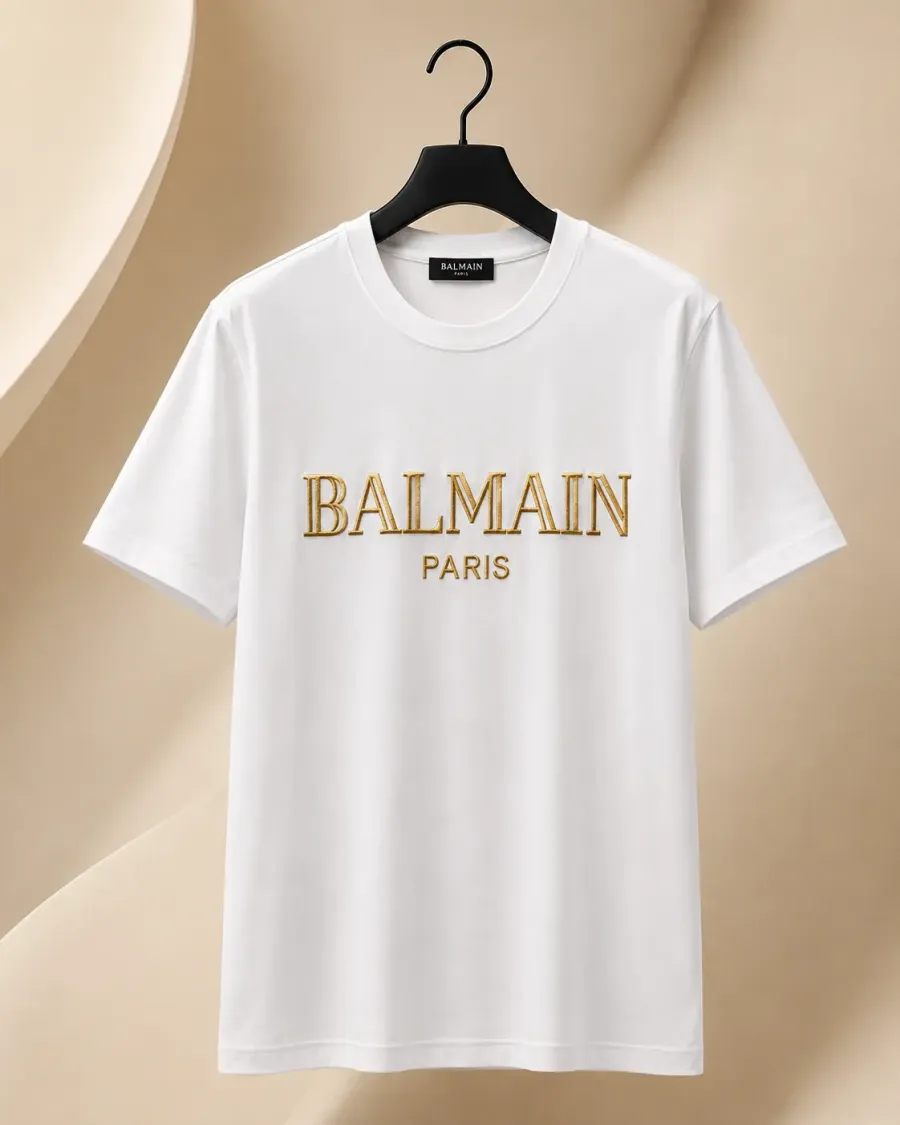 PTS05 Balmain Embrodiary Tshirt - Color: White / Size: L